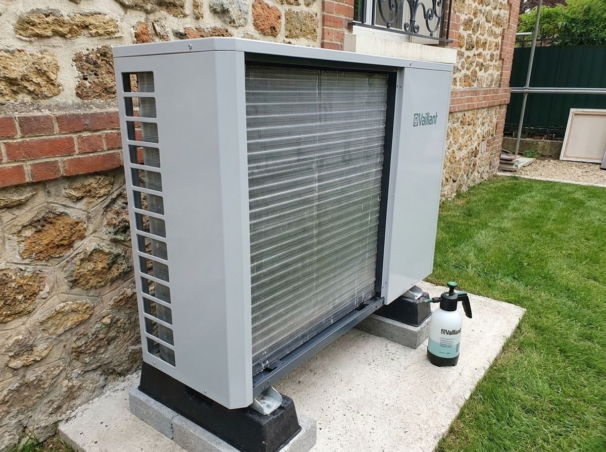 Échangeur de la Vaillant aroTHERM plus propre après nettoyage